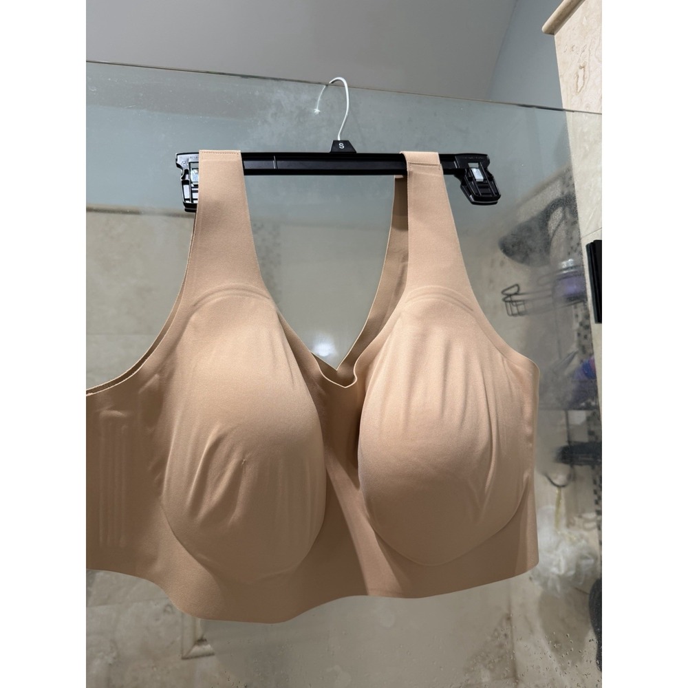 Honeylove V-Neck Wireless Bra Tan Beige Women's Size 3X 44DD 44DDD